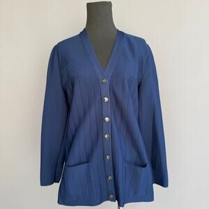 Vintage James Kenrob cardigan sweater - Navy blue - button up - size M/L